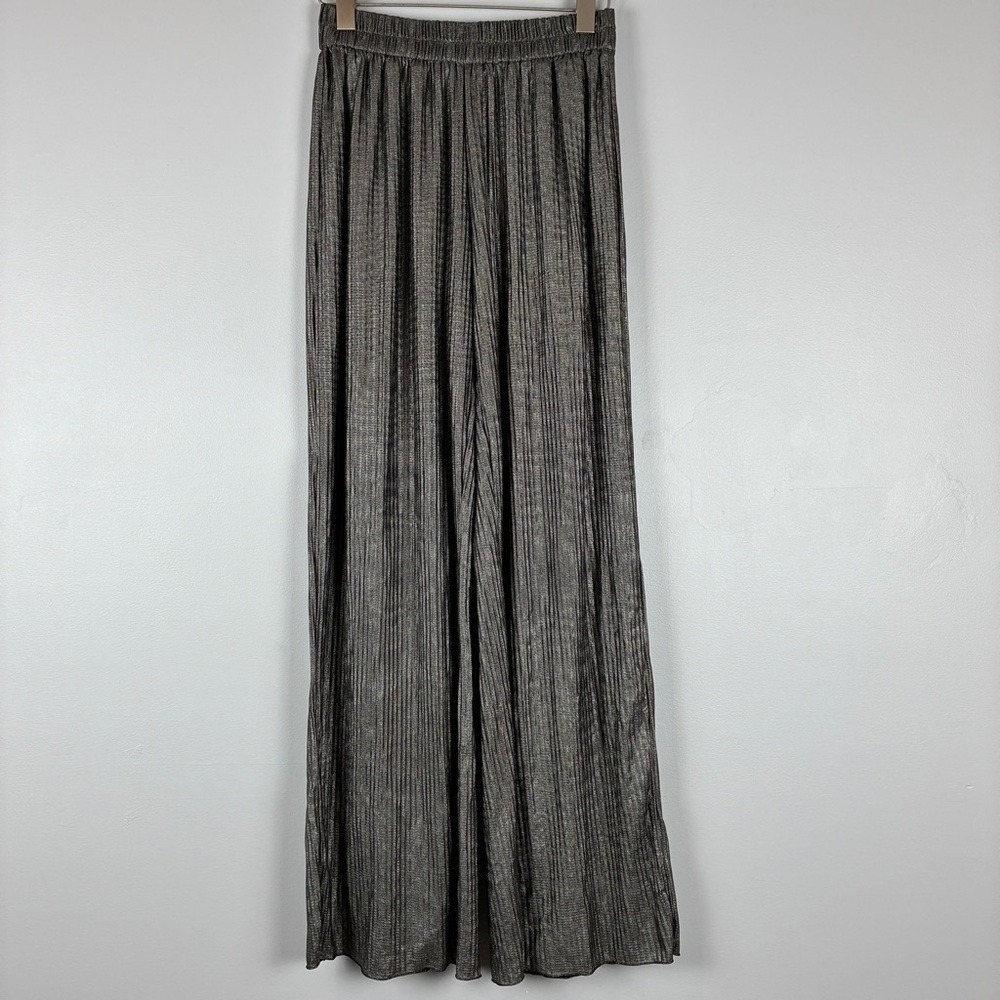 Zara Women Culottes Med Metallic Pleated Wide Leg Statement Texture Indie Sleaze